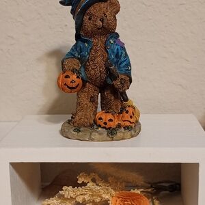 Vintage Bear Figurine Halloween Pumpkin Trick-or-Treat